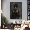 Dark Academia Canvas Wall Art Gothic Victorian Woman Reading Magic Book Poster Print Antique Oil Painting Canvas Print Book Lover Gift Bedroom Gallery Wall Decor 12x16 Incth Unframed