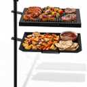 24" Fire Pit Campfire Grill Grate, 18.5" x 16" Portable Open Fire Cooking Grill Grate Round Camping Cooking Barbecue Rack Heavy-duty, Easy Setup & Adjustable Height for Outdoor Camping BBQ