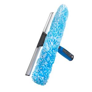 Unger Professional 2-in-1 Squeegee & Scrubber - 14” Window Cleaning Tool – Cleaning Supplies, Squeegee for Window Cleaning, Commercial & Residential Use, Reusable Microfiber Sleeve Telescopic Pole