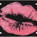 Vintage Kiss Pink Lips Aluminum License Plate Metal Car Front License Plate Cover Car Decor Accessory Novelty Vanity Decoration Tag with 4 Holes Gift for Men Women 6 x 12 Inch (One Size)