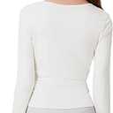 Women Ballet Wrap Top Long Sleeve Self Tie Dance Shirt Pilates Yoga Tops Y2k Workout Active Blouses (White, S)