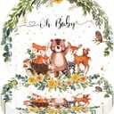2 x 50 PCS Jungle Baby Shower Plates, Safari Baby Shower Party Decorations Dessert Plates for Jungle Themed Celebrations Party Supplies