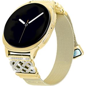 Magnetic Strap for Galaxy Watch 8 / Watch 8 Classic Band, Metal Milanese Slim Dressy Bracelet for Samsung Watch Bands Women, Starlight Rose Gold Sport Mesh Loop Bling Wristband 40mm 44mm 46mm Gilr Gift