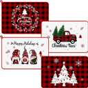 Zonon Dish Drying Mat for Kitchen Counter 16 x 24 Microfiber Absorbent Drainer Rack Pads Dishes Fast Dry Dish Mat Vintage Kitchen Decorations(Christmas Tree)