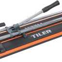 TILER 14 Inch Manual Tile Cutter, Professional Porcelain Ceramic Tile Cutter with Chrome Plated Solid Rails, Tungsten Carbide Cutting Wheel, Adjustable Fence Gauge, Anti-Skid Feet 8103E-2