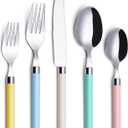ANNOVA Silverware Set 20 Pieces Stainless Steel Cutlery Color Handle Flatware - 4 x Dinner Knife; 4 x Dinner Fork; 4 x Salad fork; 4 x Dinner Spoon; 4 x Dessert Spoon (Mix 68) (Large)