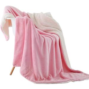 NANPIPER Flannel Blanket Reversible Sherpa Throw Blanket Super Soft Fuzzy Plush Microfiber for Fur Baby/Gift Lightweight(50"x60",Pink)