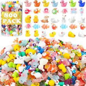 Barydat 800 Pcs Mini Resin Animals Figures Bulk Miniature Garden Accessories for Pranks Hide Party Gift Duck Tiny Resin for Crafts Micro Landscape Plant Pots Dollhouse(Classic)