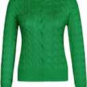 GRACE KARIN Womens Long Sleeve Button Up Cable Knit Cardigan Lightweight 2026 Crewneck Button Down Sweaters for Women (M)