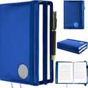 1 Pack Double AA Book Cover & 12 Steps & 12 Leather Double AA Book Cover Medallion Holder Paperback Protector Leather Gift for Women Men (Blue)