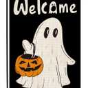 Doncida Halloween Garden Flag 12x18 Inch Double Sided Burlap Ghost Spooky Boo Halloween Pumpkin Small Yard Flag for Outside Decoration