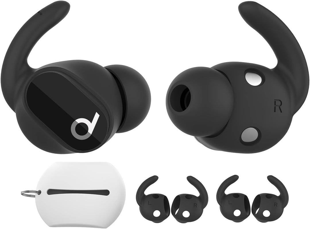 AhaStyle 3 Pairs Beats Studio Buds Ear Hooks Anti-Slip Ear Covers Silicone AccessoriesNot Fit in The Charging Case Compatiable with New Beats Studio Buds 2021 (Black)
