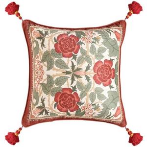 bilin gaier Vintage Square Throw Pillow Covers,Red Cozy Velvet with Leaves and Floral Pattern Pillowcases,Decoration Pillows Cushion Covers for Living Room Couch Sofa Bed Car Chair,18"x18" 2 Pack