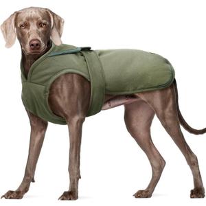 Kuoser Canvas Dog Coat, Warm Dog Jacket Reflective Fleece Pet Cold Weather Coat, Warm Doggie Clothes Waterproof Winter Vest with Zipper Leash Hole for Small Medium Large Dogs, Army Green L (Large (Pack of 1))
