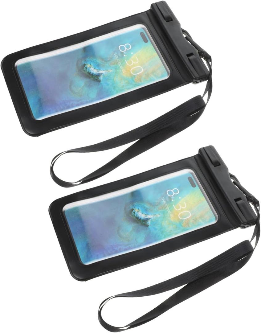 2pcs Phone Pouch for Swimming Beach Rafting Compatible Sandproof Cell Phone Case for Boating Snorkeling Water Activities Black