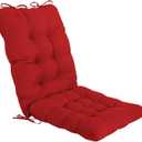 ELFJOY Rocking Chair Cushion Kitchen Chair Cushions with Seat Back Cushion Smooth and Comfortable Chair Pads with Ties 17x17 inch + 17x21 inch, Red