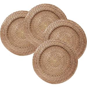 ChargeIt by Jay Ch, Charge it by Jay Harvest Round Rattan Charger Plate - Set of 4, brown