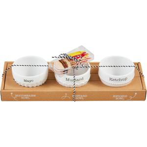 Mud Pie Circa Condiment Set, dip 2" x 3" dia | toothpick 3 1/2", WHITE