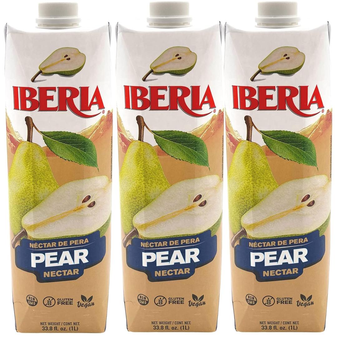 Iberia Pear Nectar, 33.8 Fl Oz (Pack of 3), Best By: Nov 08 2027