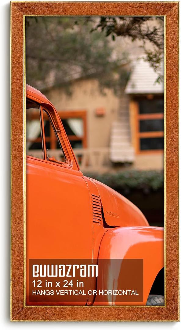 Suede 12x24 Frame - Single Frame, Christmas Elegant Brown 12 x 24 Poster Frame, 12x24 Picture Frame for Artwork Puzzles Photos and Movie Posters