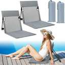 Karenhi 2 Pcs Foldable Poolside Chairs Portable Beach Chair Folding Poolside Chairs for Edge of Pool for Adults Traveling Camping Picnic Lawn Accessories (Light Gray)
