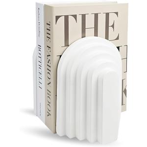 Heavy Book Ends Set of 2, Concrete Bookends for Shelves and Bookshelf Decor, Stylish and Durable Decor, Minimalist Book Ends for Shelves, Perfect for Home and Office (Arch 3)