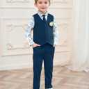 SANMIO Toddler Boys Suits Clothes Dress Boys Gentleman Wedding Suit Outfits 6-Piece Vest Pants Set for 2-12 Years