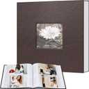 Popotop Photo Album 4x6 200 Photos with Writing Space, Leather Cover Album with Display Picture Window, Photo Book for Wedding Family Baby Gift