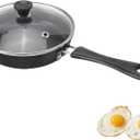 Egg Frying Pan, 4.7/6.3 Inch Single Egg Durable Small Cooking Pot with Handle Nonstick Frying Pan with Lid Covered Heat Resistant Small Skillet Portable Round Omelet Skillet for Stove