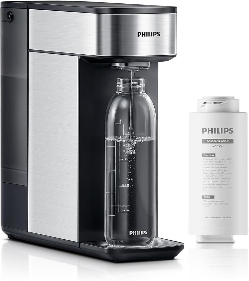 PHILIPS Reverse Osmosis Water Filter Countertop, Compact 5 Stage RO Water Filtration System Purifier Dispenser with Aquaporin Technology, NSF/ANSI 372 Certified, Reduce TDS