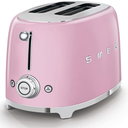 SMEG 2 Slice Toaster with 6 Presets and Defrost Function and Removable Crumb Tray TSF01PKUS, Pink