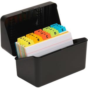 H4D 3x5 Index Card Holder with 100 Heavyweight Ruled Index Cards and 25 Plastic Dividers, Black