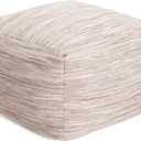 Anji Mountain Pouf Ottoman Foot Rest, Handmade Ottoman Pouf, Comfortable Foot Stool, Decorative Floor Seating for Living Room Decor, Bedroom & Home Dcor Accent - Joya Taupe, 22"D x 22"W x 16"H