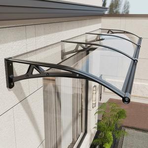 Awning for Door Entrance, Window Awnings Exterior with Aluminum Bracket, UV, Rain & Snow Protection, Durable Polycarbonate Canopy for Entrance, Balcony, Garage, Transparent 60x120cm/24x47in
