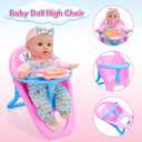 deAO Baby Doll Stroller Set Baby Doll Accessories Playset Pretend Play Toys with 12" Baby Doll,Foldable Stroller,2 Sets Doll Clothes High Chair Christmas Birthday Gift for Toddler Girls 3-7, 43x19x27 cm