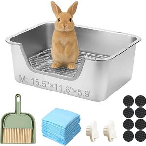 Sorstrem Stainless Steel Sifting Litter Box for Rabbit (M)