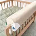 AEOCOO Bed Bumpers for Toddlers, Size 3 Ft, Toddler Bed Rail Bumper Protector for Loft Beds & Bunk Beds, Premium Soft Memory Foam Bed Guardrail, Anti-Bump | Fall Prevention, Beige