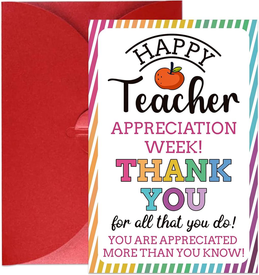 Teacher Appreciation Card - Teacher Thank You Card with Envelope Thank You Teachers Cards from Students Teachers Appreciation Gifts End of School Year Gifts