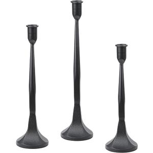 Gold Candlestick Holders Decor - Candle Holder Meatl Taper Candle Holders Sticks Holder Centerpiece Wedding Table Decor for Home Christmas, Wedding, Dinning, Party, AnniversarySet of 3 (Black)