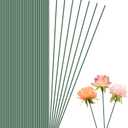 Cosmos 100 Pcs Floral Wire Floral Stem Artificial Flower Stick Stub Stem Metal Plant Support Stakes for Handmade Boutique DIY Craft Floral Arrangement Homemade Garden Stakes, 12 Inch, Dark Green