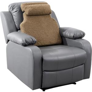 HOMBYS Sherpa Fleece Lumbar Support Pillow with Headrest for Recliner,Memory Foam Recliner Chair Cushion for Back Pain,Big High Back Support for Recliner with Chair Headrest for Elderly (Khaki)