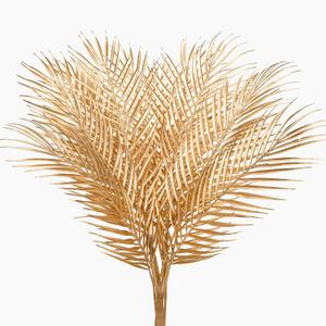 29" Large Gold Palm Leaves Palm Fronds Tropical Leaves Areca Palm Branches Artificial Palm Leaves with Stem Golden Palm Tree Leaves Faux Palm Leaves for Floral Arrangement Fake Gold Leaves 12Pcs