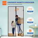 MAGZO Magnetic Screen Door Fit Door Size 25 x 77 Inch, Screen Size 27" x 78" Strong Magnets Mesh, Reinforced Fiberglass Net for Patio and Front Entrances, Gray