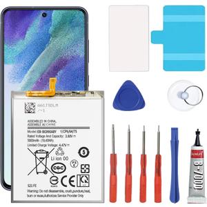 Galaxy S21 FE Battery,5000mAh EB-BG990ABY Replacement Battery for Samsung Galaxy S21 FE SM-G990U SM-G990B with Adhesive Tape Tool Repair Kit