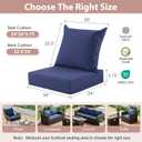 Outdoor Deep Seat Cushion Set, 24x24 Inch Water-Resistant & Fade-Resistant Outdoor Chair Cushions, Patio Furniture Cushions with Removable Cover for Patio Chair, Sofa,Navy Blue (Set of 1)