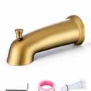 Slip On Bathtub Spout with Diverter, Extra Long 6 Inch Bathtub Spigot, Shower Spout with PTFE Tape & Hex Wrench, Fits for 1/2" IPS Threads,Brushed Gold