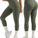 OMKAGI Smile Butt Lifting Workout Leggings for Women High Waisted Seamless Compression Yoga Pants (Green)