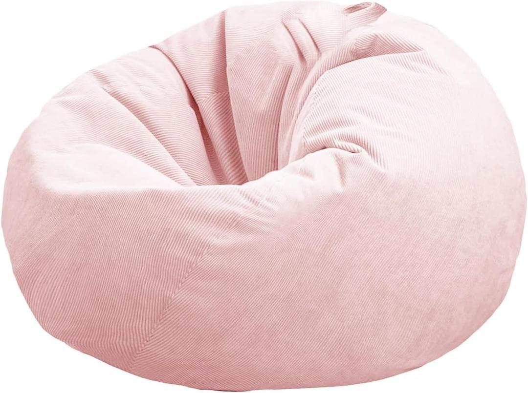 Stuffed Animal Storage Bean Bag Cover Pets Dogs/Cats Lazy Beds. Washable Ultra Soft Corduroy Stuffed for Organizing Plush Toys or Textile, Sack Bean Bag (Dusty Pink)