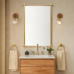 ANDY STAR 22x30'' Brushed Gold Bathroom Mirror for Wall,Cross-Corner Mirror