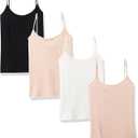 Amazon Essentials Womens Slim-Fit Camisole (XL, Beige/Black/White)
